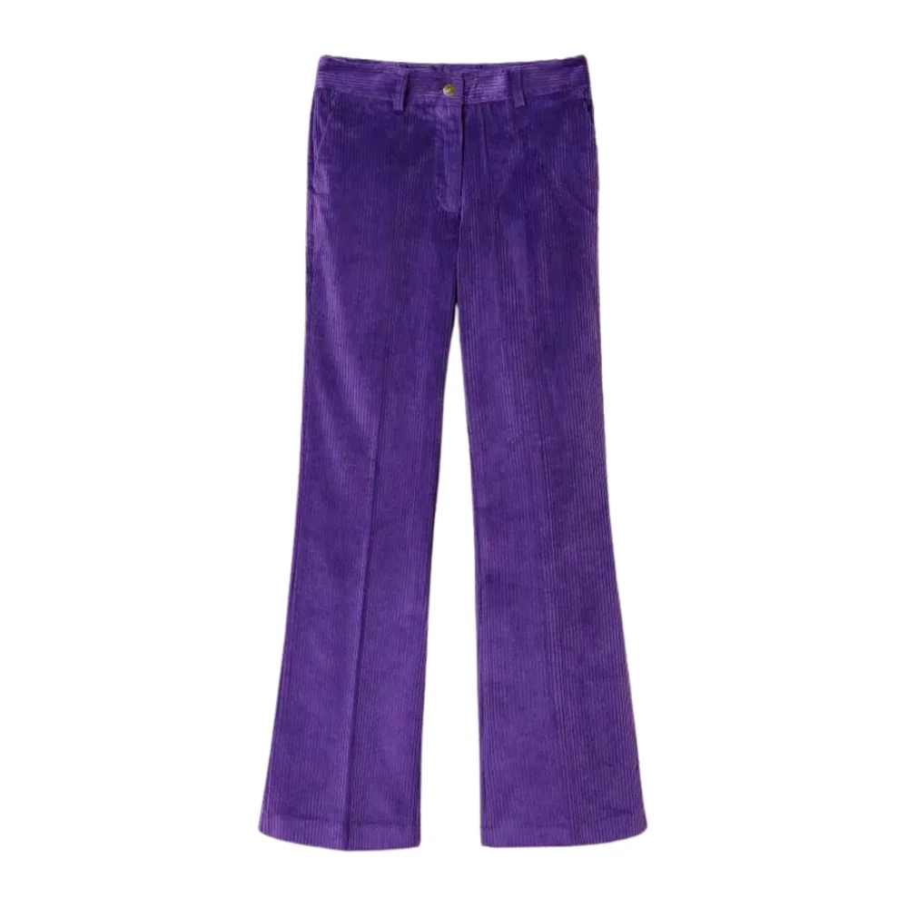 Twinset Donkerpaarse Fluwelen Broek Purple Dames