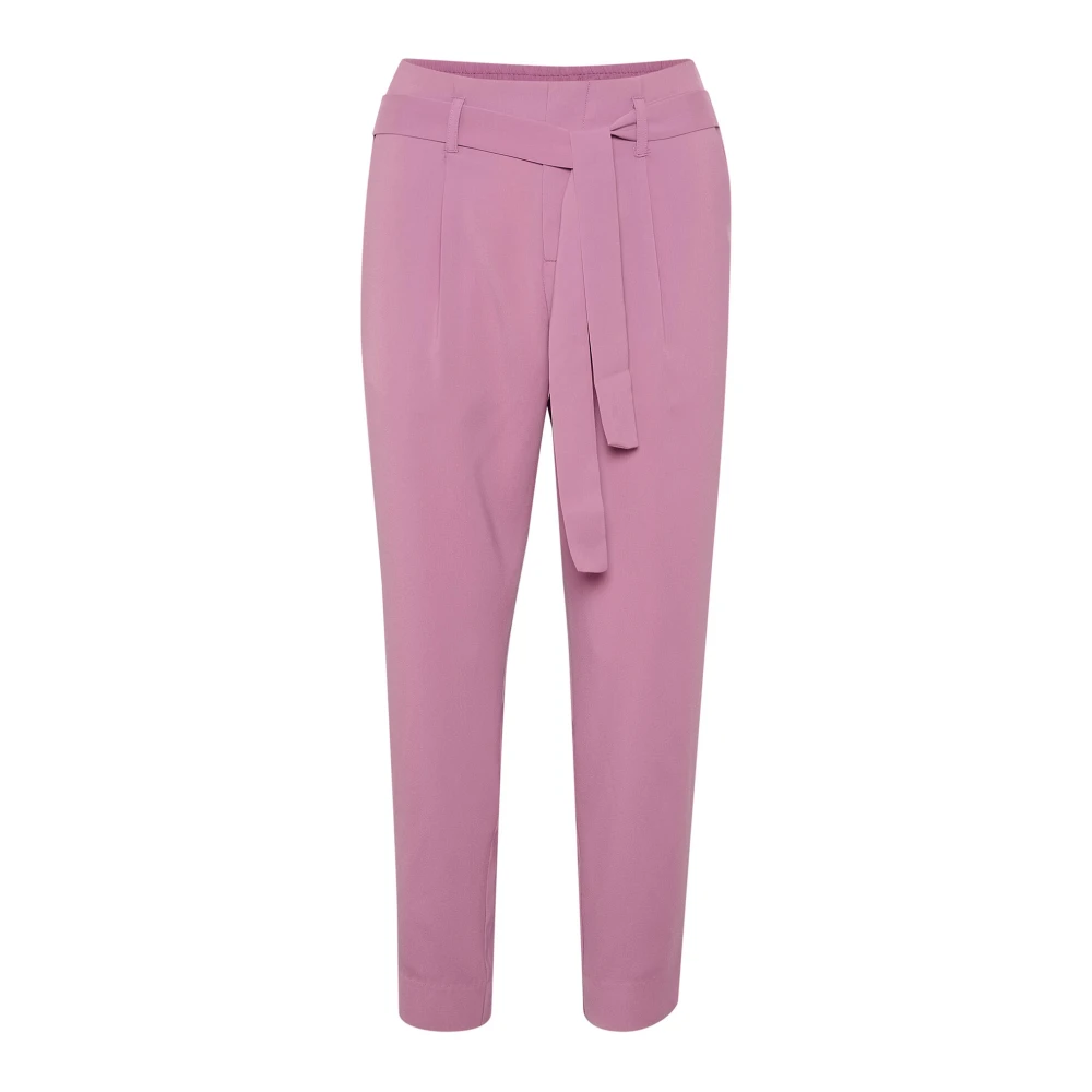 Saint Tropez Cropped Silhouette Broek met Brede Riem Purple Dames