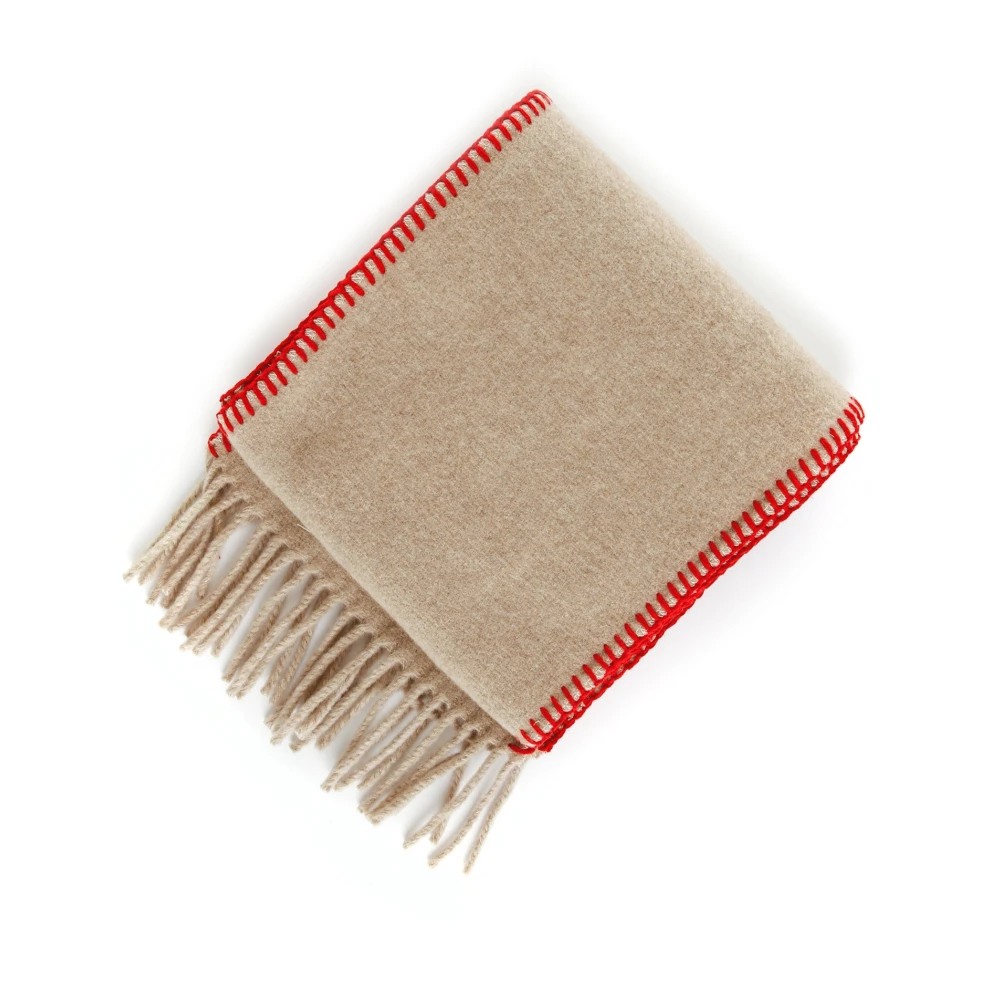 Marni Luxe Cashmere Wol Sjaal met Franjes Beige Heren