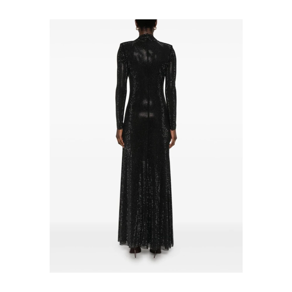 Self Portrait Zwarte Mesh Jurk met Strass Black Dames