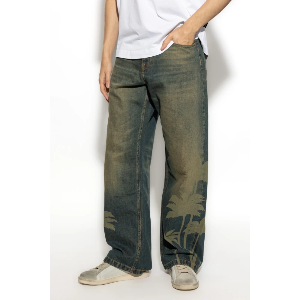 Palm Angels Jeans met logo Blue Heren