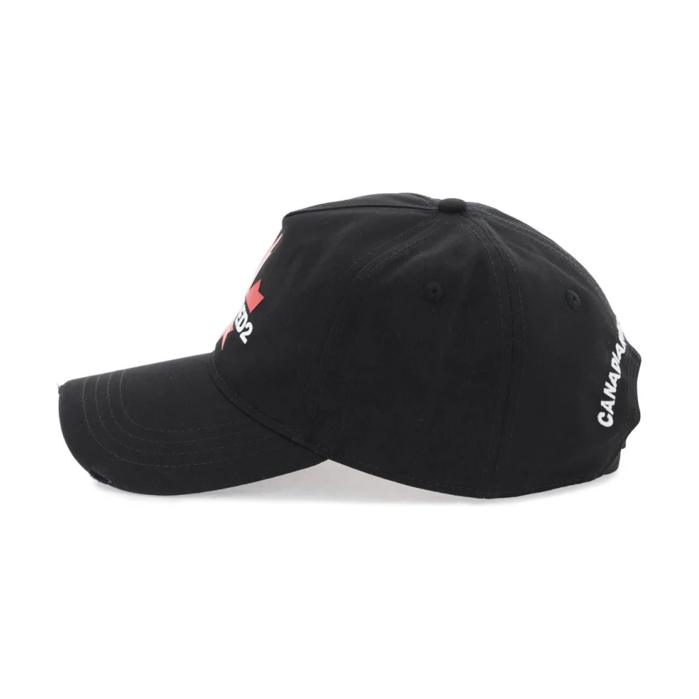 Dsquared2 Baseball Cap met rubberen logo Black Heren