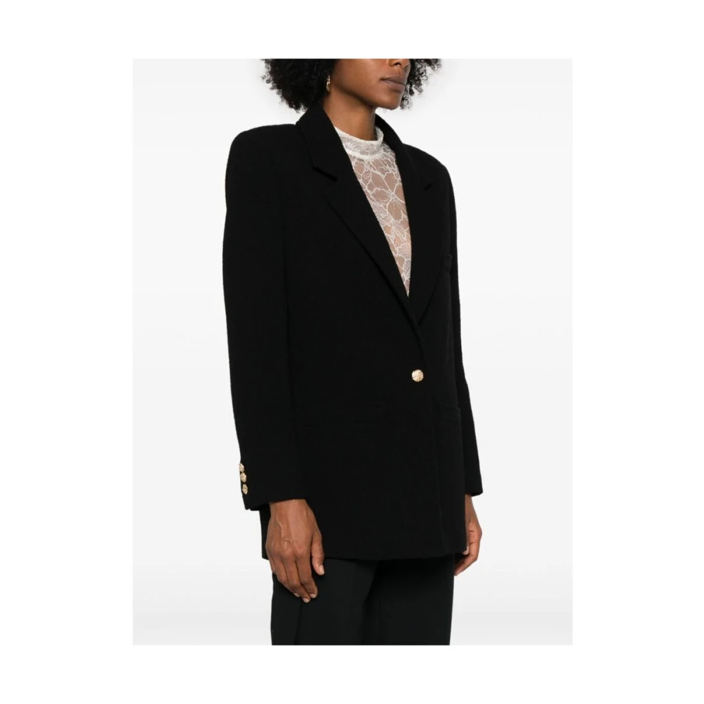 Alessandra Rich Zwarte Tweed Bouclé Jurk Black Dames
