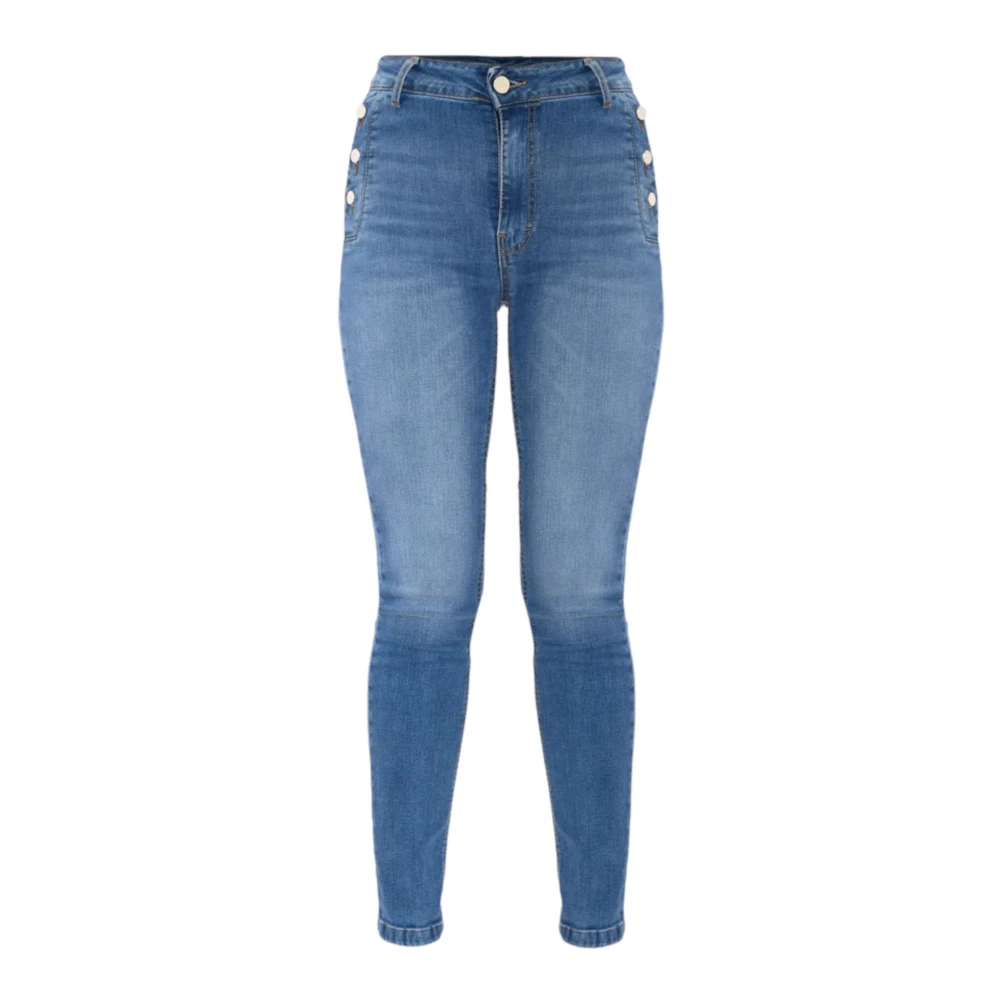 Kocca Distressed Skinny Jeans met Decoratieve Knopen Blue Dames
