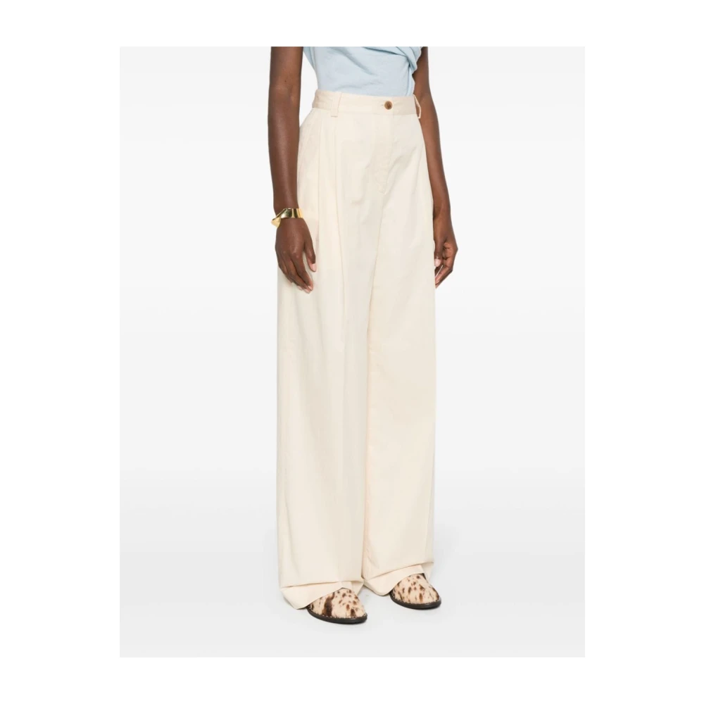Maison Kitsuné Stijlvolle Double Pleats Broek Beige Dames