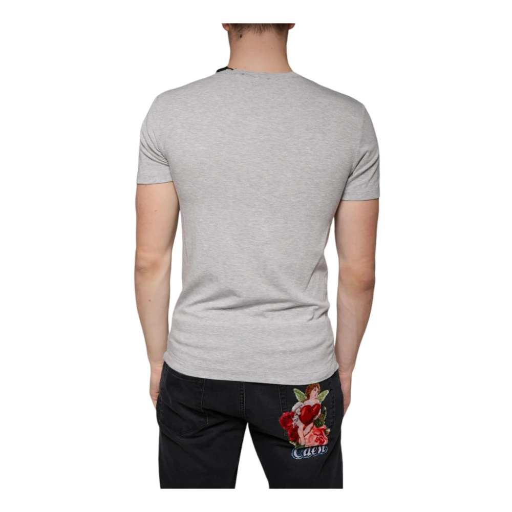 Dolce & Gabbana Grijze Logo Print Crewneck T-shirt Gray Heren