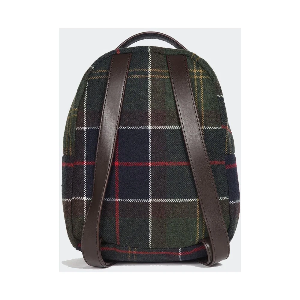 Barbour Klassieke Tartan Rugzak met Lederen Applicatie Green Dames