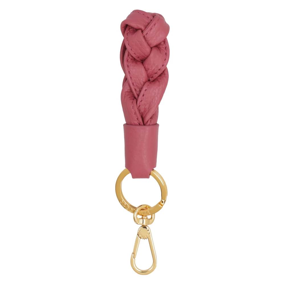 Coccinelle Stijlvolle Leren Sleutelhanger met Metalen Accent Pink Dames