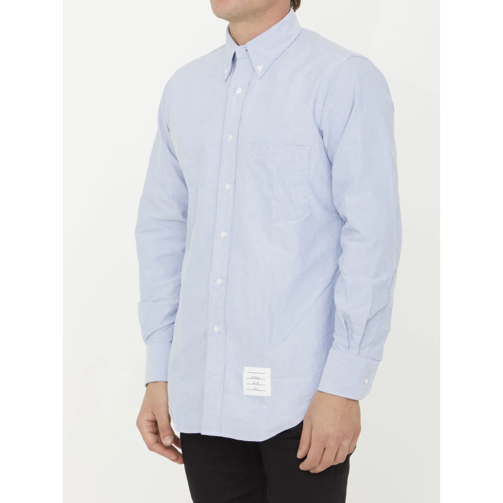 Thom Browne Lichtblauw Katoenen Overhemd met Button-Down Kraag Blue Heren