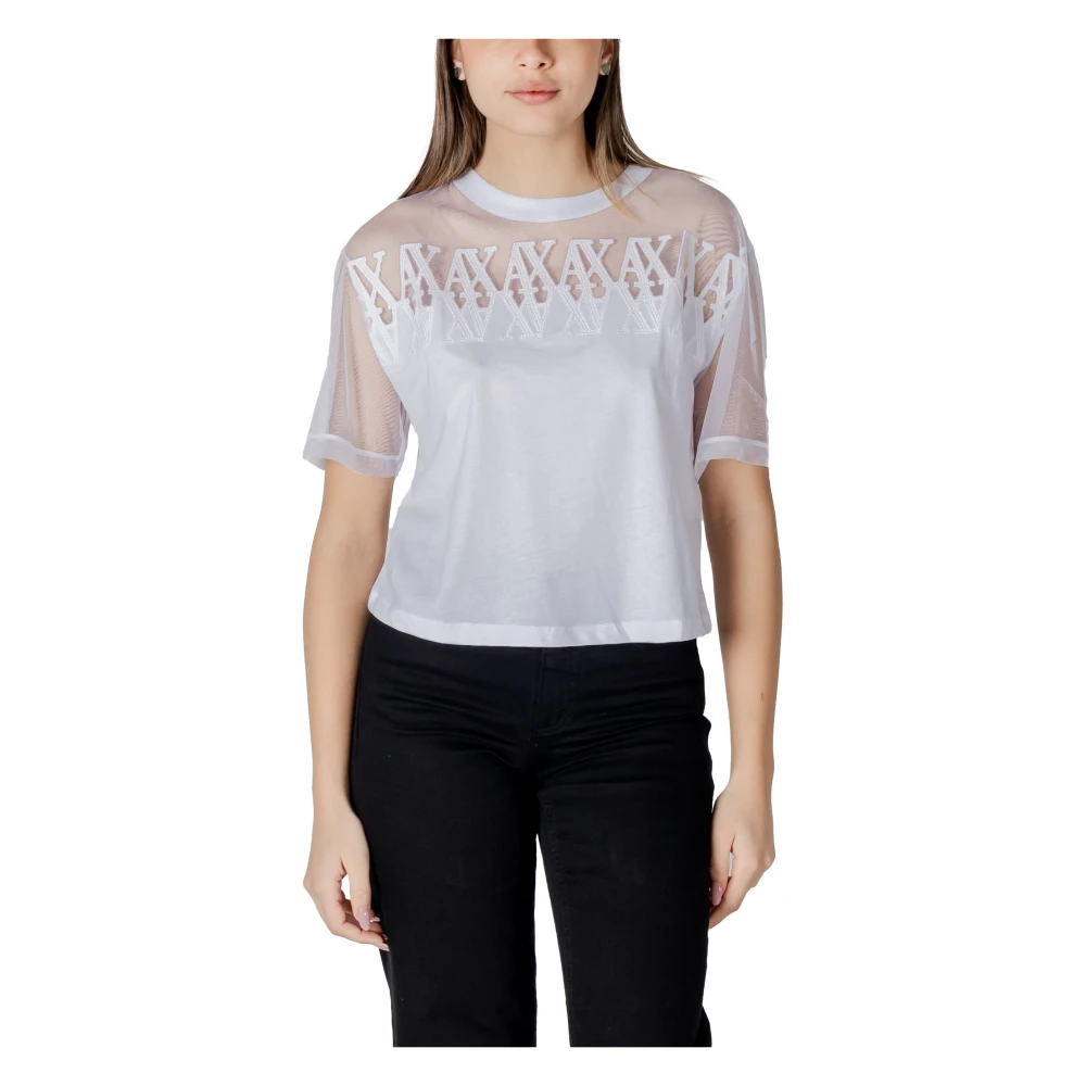 Armani Exchange Witte Katoenen T-shirt voor Vrouwen White Dames