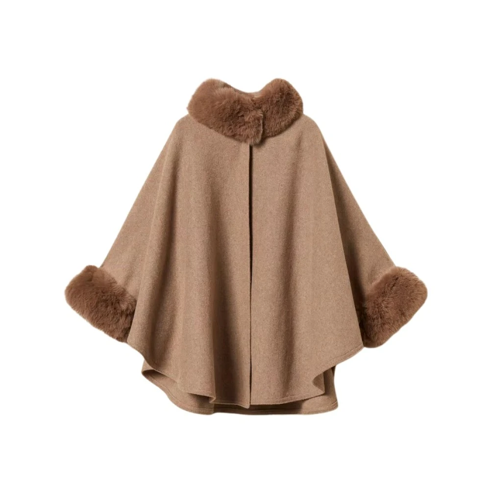 Twinset , Ponchos, Female, Beige, One Size, Capes - Image 3