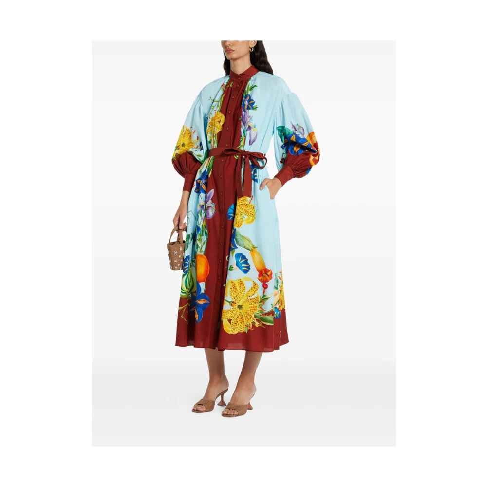 Alemais Blauwe Knoopsluiting Taille-Strik Jurk Multicolor Dames