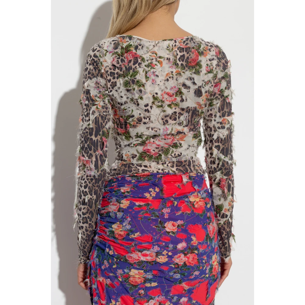 Diesel Top met bloemenmotief T-Flobis Multicolor Dames
