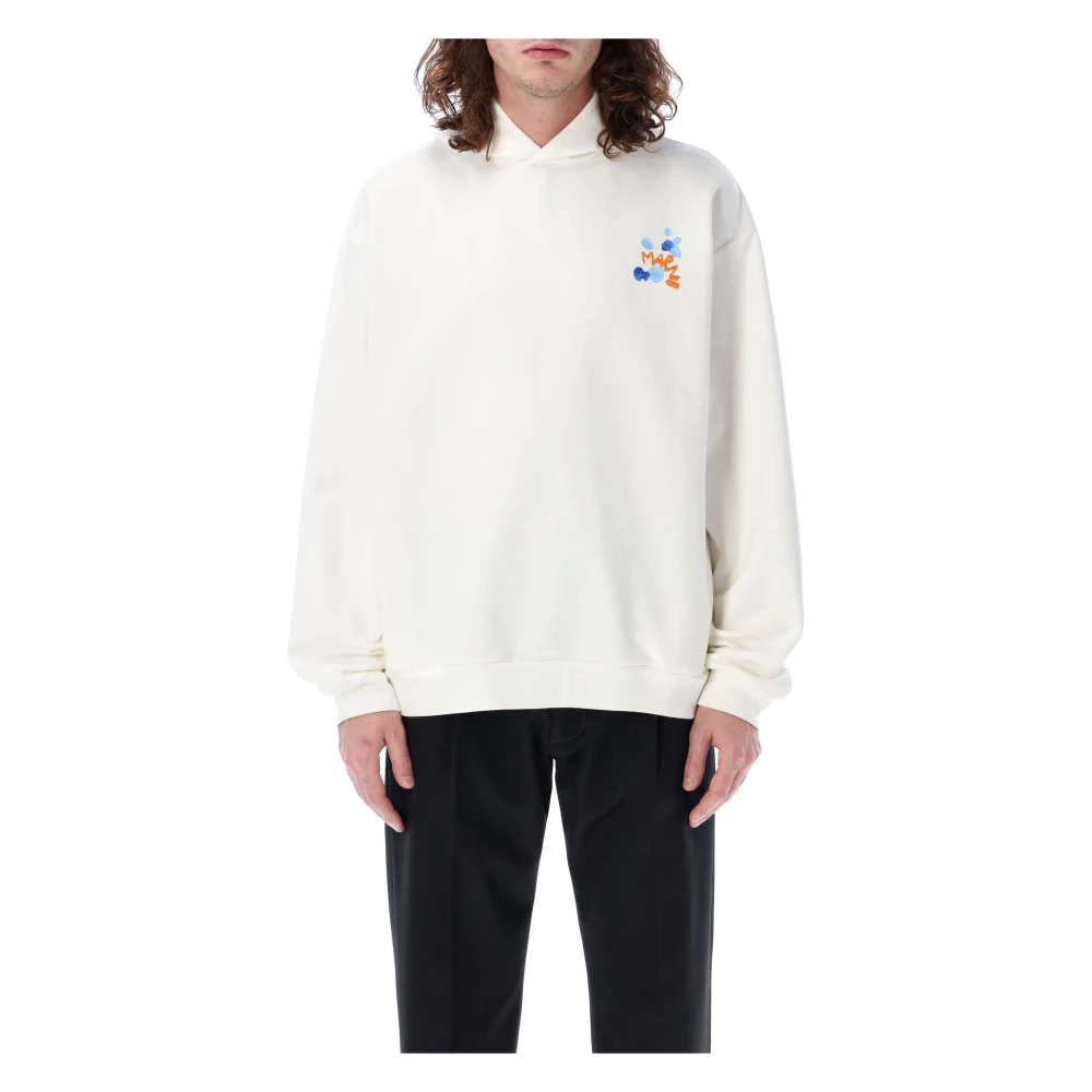 Marni katoenen hoodie met druipend print White Heren