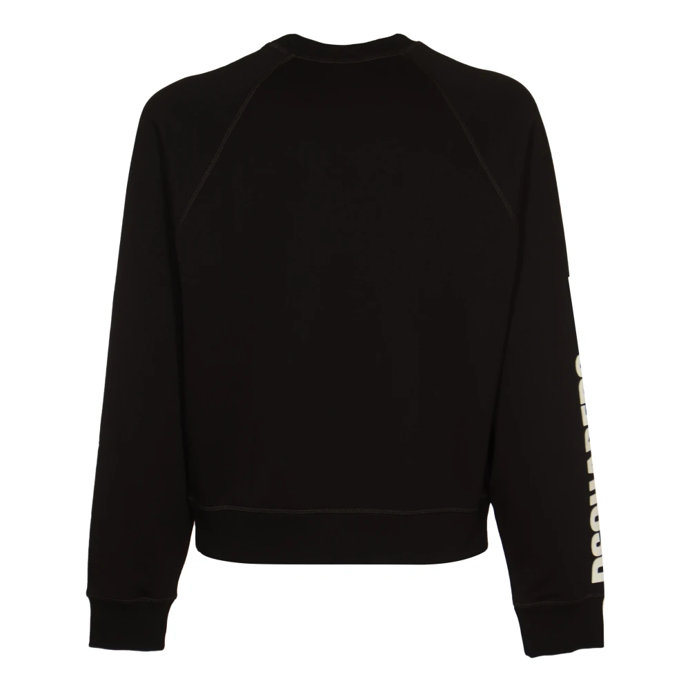 Dsquared2 Zwarte Raglan Crewneck Sweater Black Heren