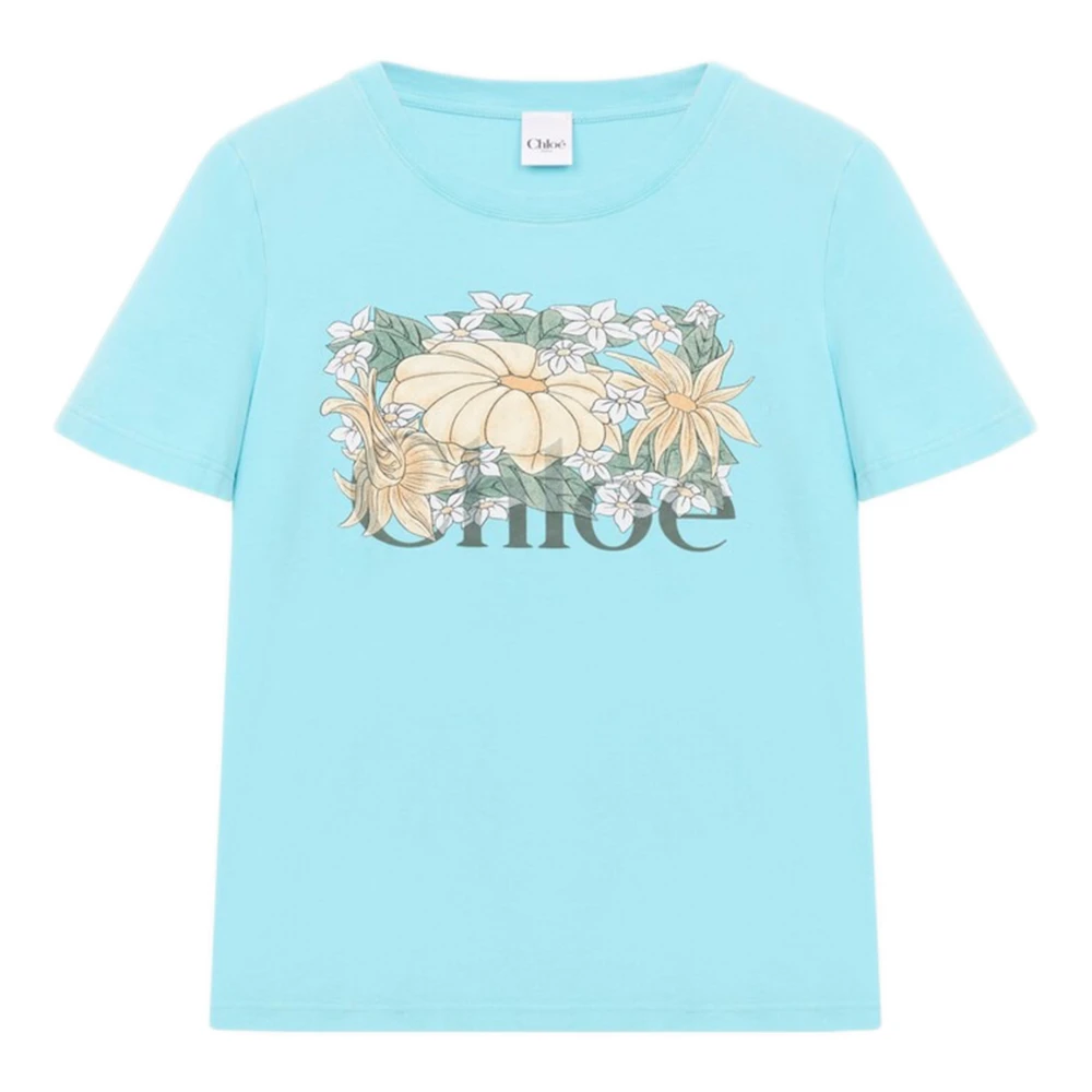 Chloé Logo T-Shirt - Female - T-Shirts - Blue - M - Tops - Image 3