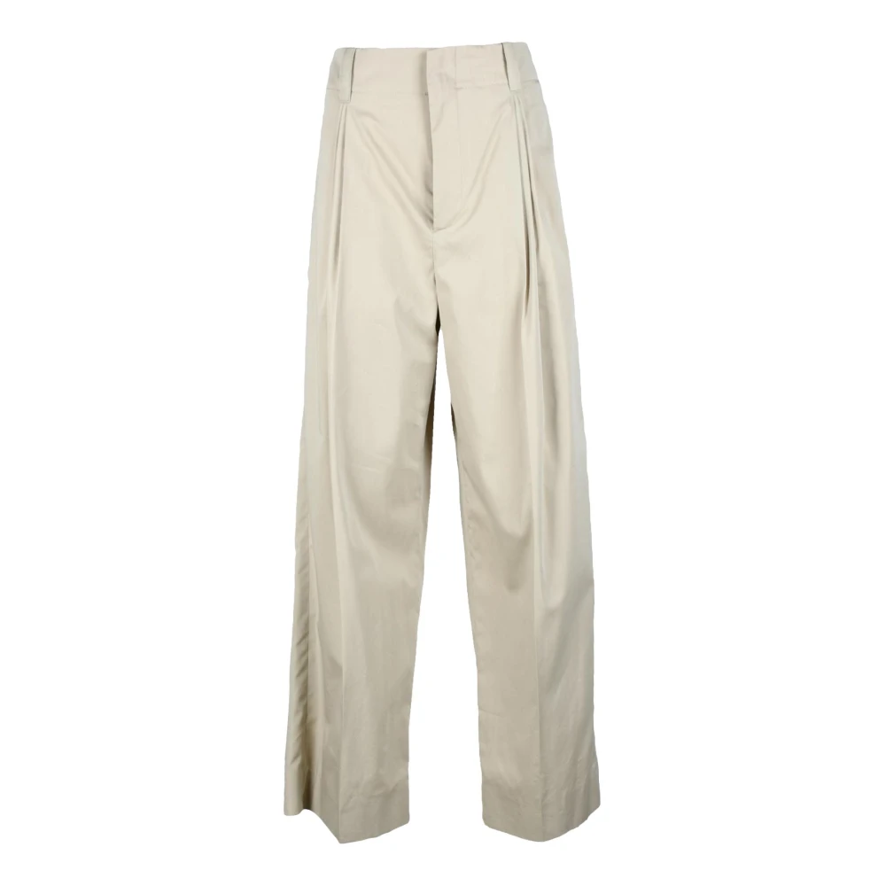 Bottega Veneta Katoen Zijde Broek Beige Dames