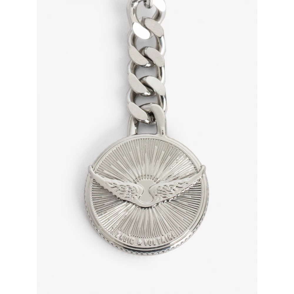 Zadig & Voltaire Zwarte leren vintage portemonnee met metalen ketting Black Dames
