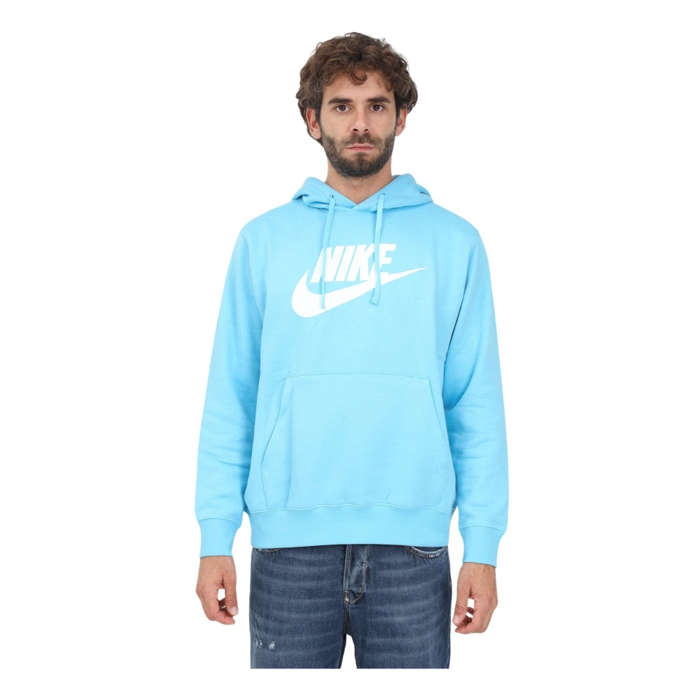 Nike Lichtblauwe Hoodie met Iconisch Logo Blue Heren