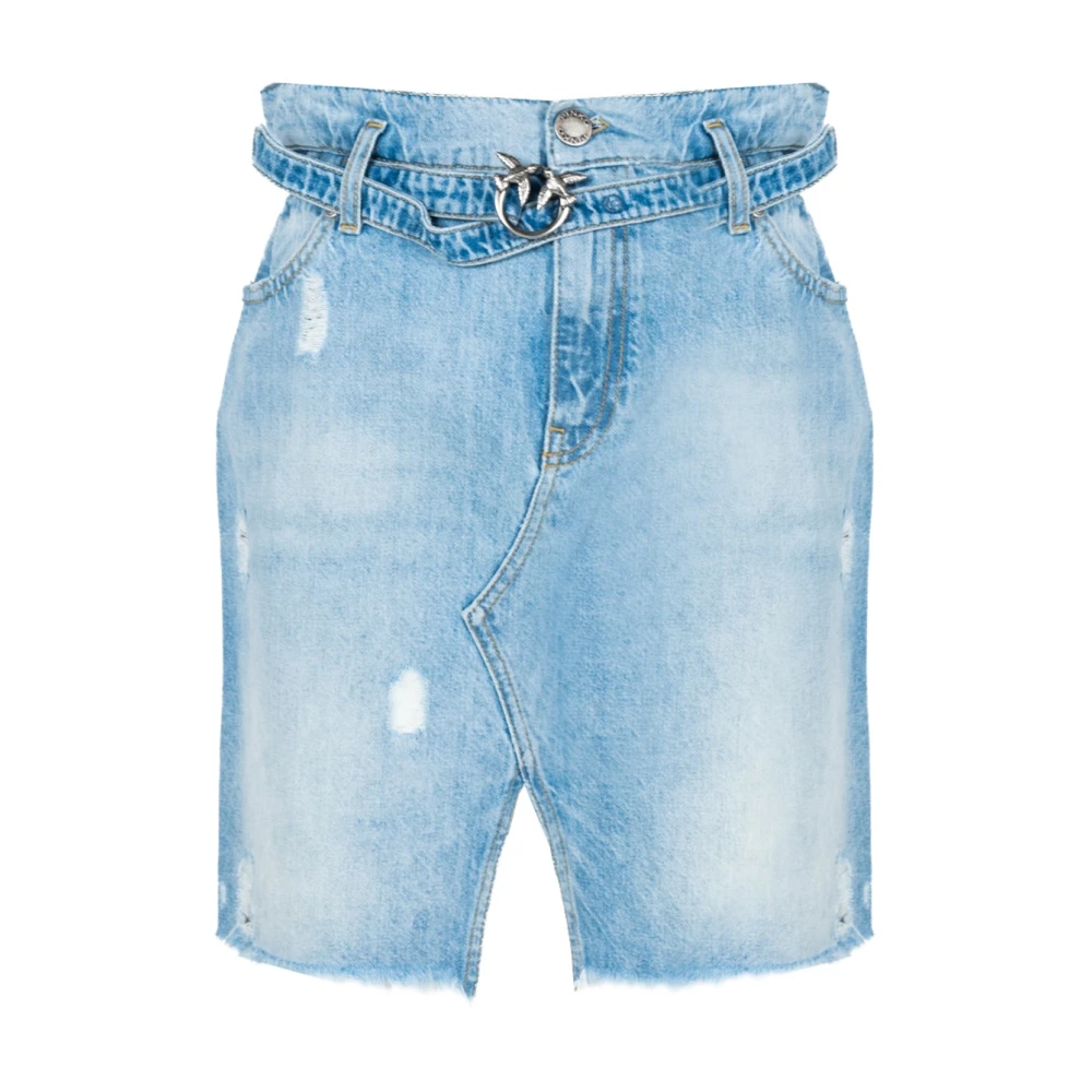 Pinko Denim Mini Rok met Logogesp Blue Dames