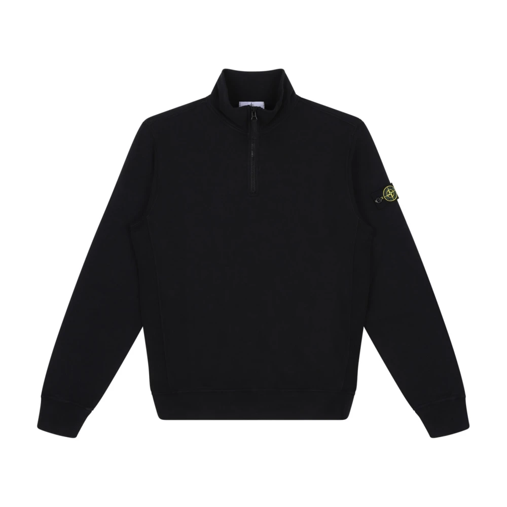 Stone Island Unisex Black Polos And Sweatshirt With Half-Zip