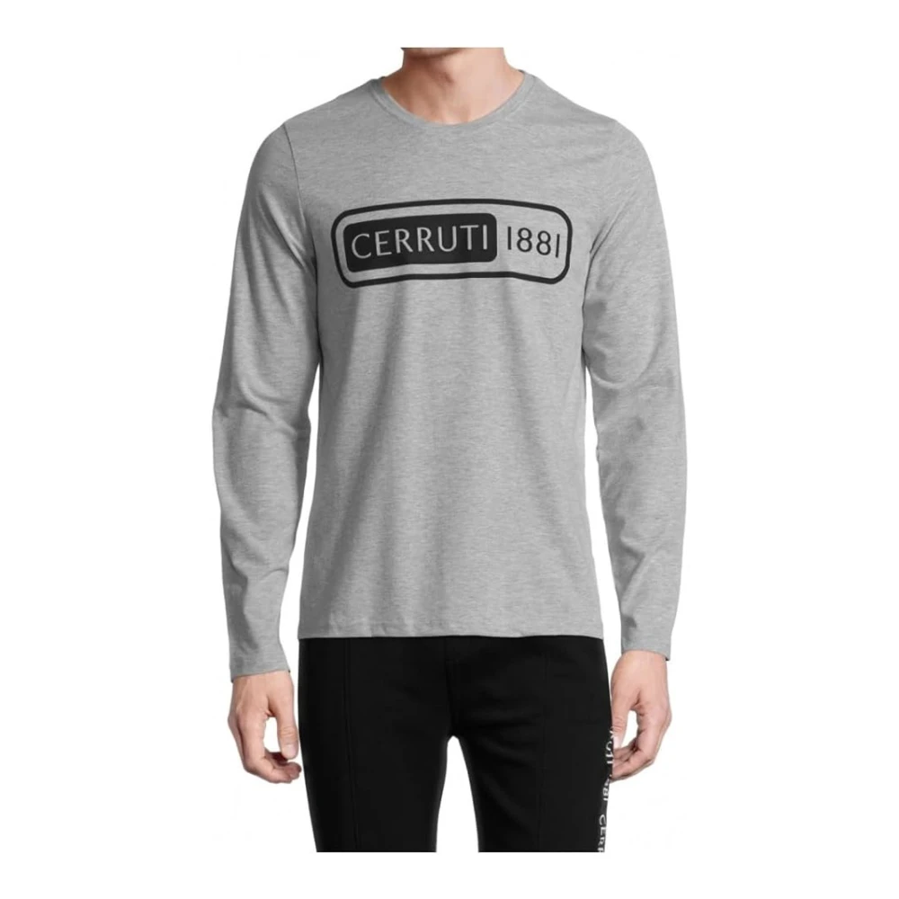 Cerruti 1881 Logo T-shirt Grijs Lange Mouw Gray Heren