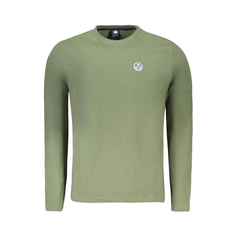 North Sails Men's Green Long Sleeve T-Shirts, S, Cotton Long-Sleeved T-Shirt With Logo