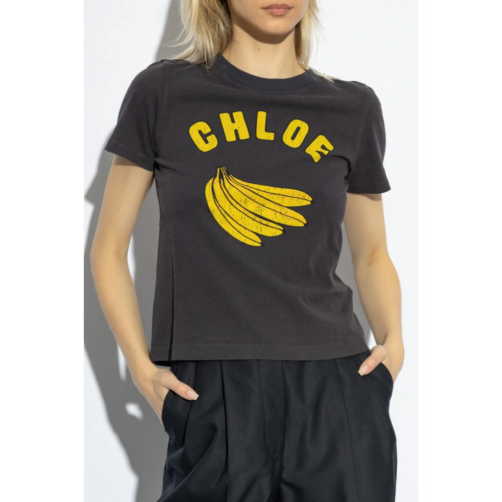 Chloé T-shirt met print Gray Dames