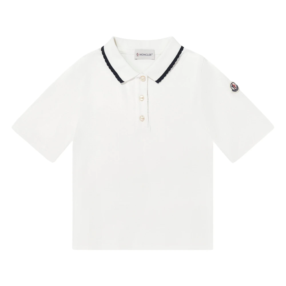 Moncler White Kids Short Sleeve T-Shirts, Female, 6 Y, Cotton Polo Shirt