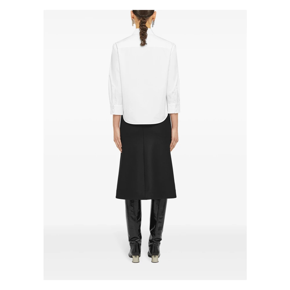 Jil Sander Witte Katoenen Poplin Cropped Shirt White Dames