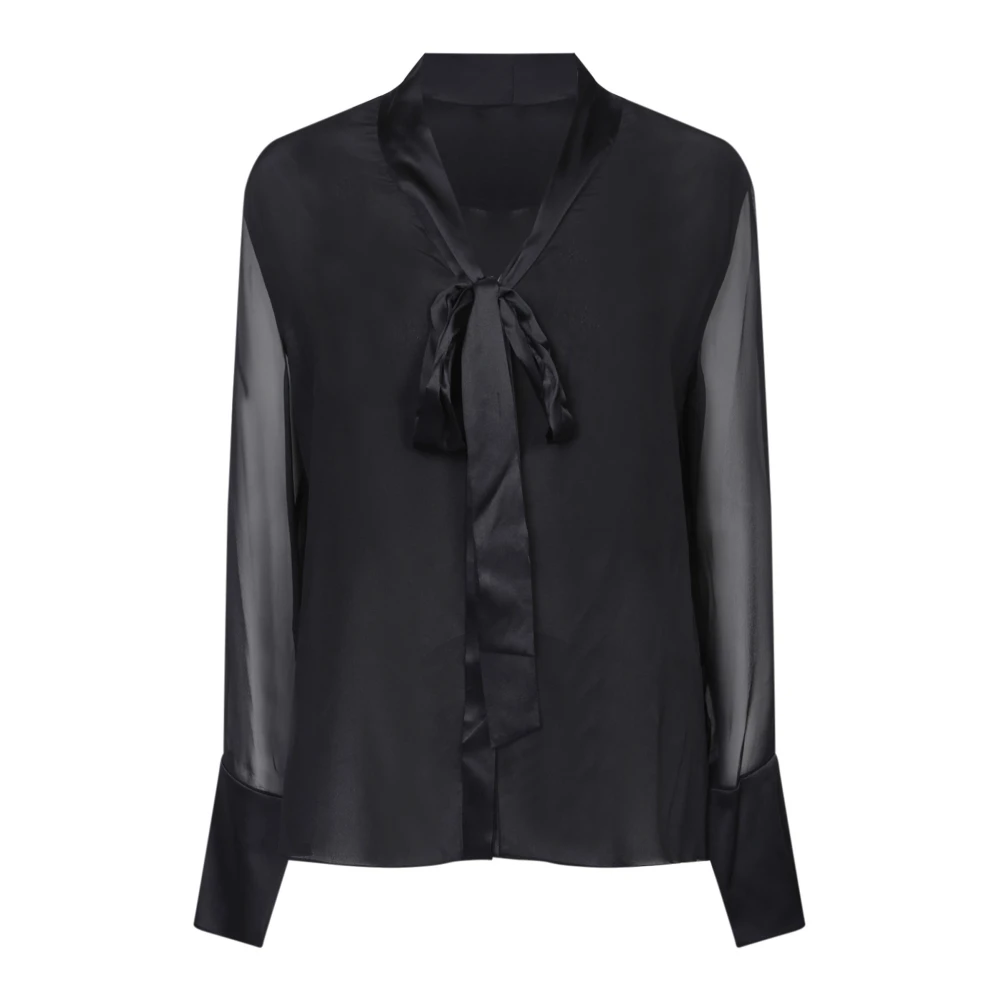 Alice + olivia Zwarte Chiffon Strik Blouse Black Dames