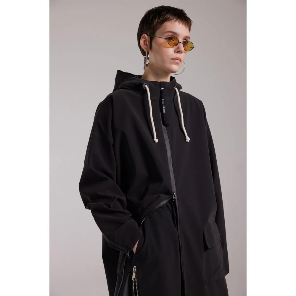 Stutterheim Mat Lang Regenjas met Aqua Guard Rits Black Dames