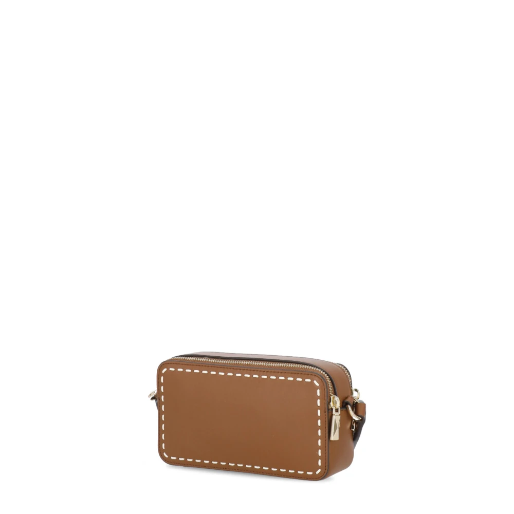 Michael Kors Bruine leren schoudertas met ritssluitingen Brown Dames
