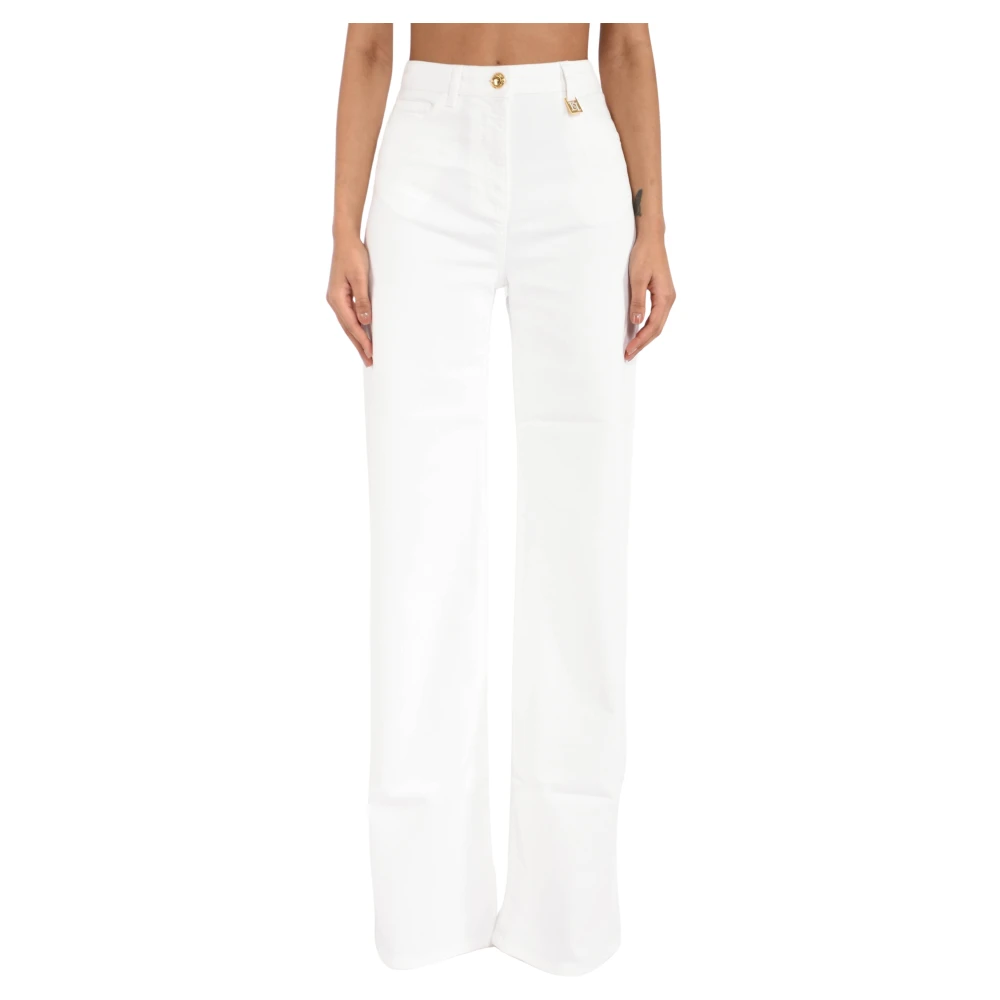 Elisabetta Franchi White Wide Trousers, Female, W29, Palazzo Jeans