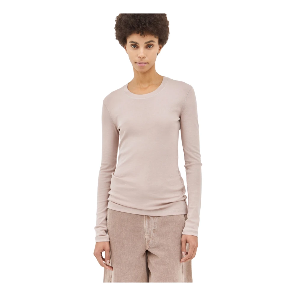 Lemaire Micro Rib Lange Mouw Top Beige Dames