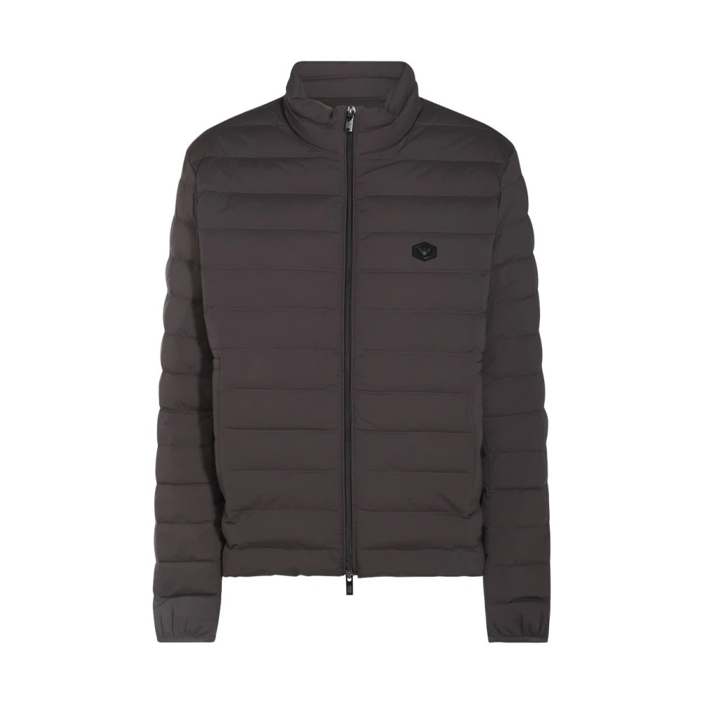 Emporio Armani Donkergrijze donsjas met logo Brown Heren