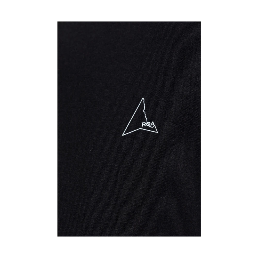 ROA Zwart Logo Print Crew Neck T-shirt Black Heren