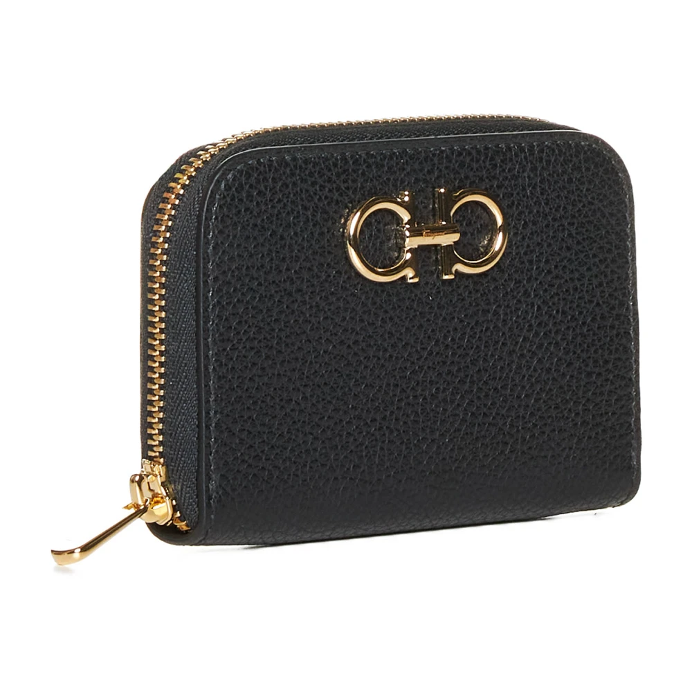 Salvatore Ferragamo Zwarte Gancino Soft Portemonnees Black Dames