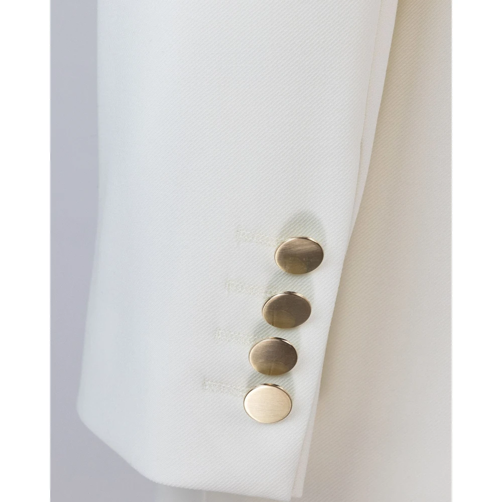Max Mara Studio Witte Wollen Jas White Dames