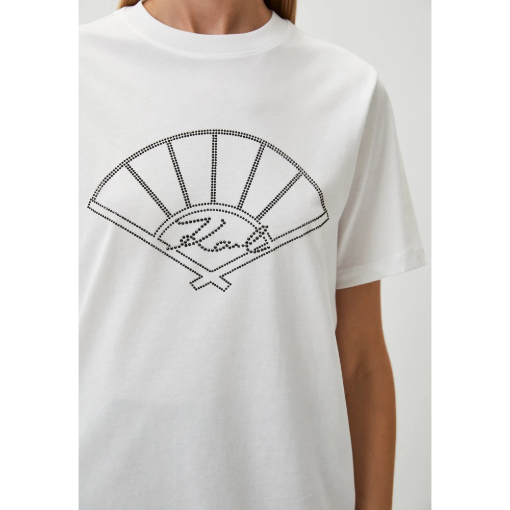 Karl Lagerfeld T-shirt met glanzend water en logo ontwerp Blue Dames