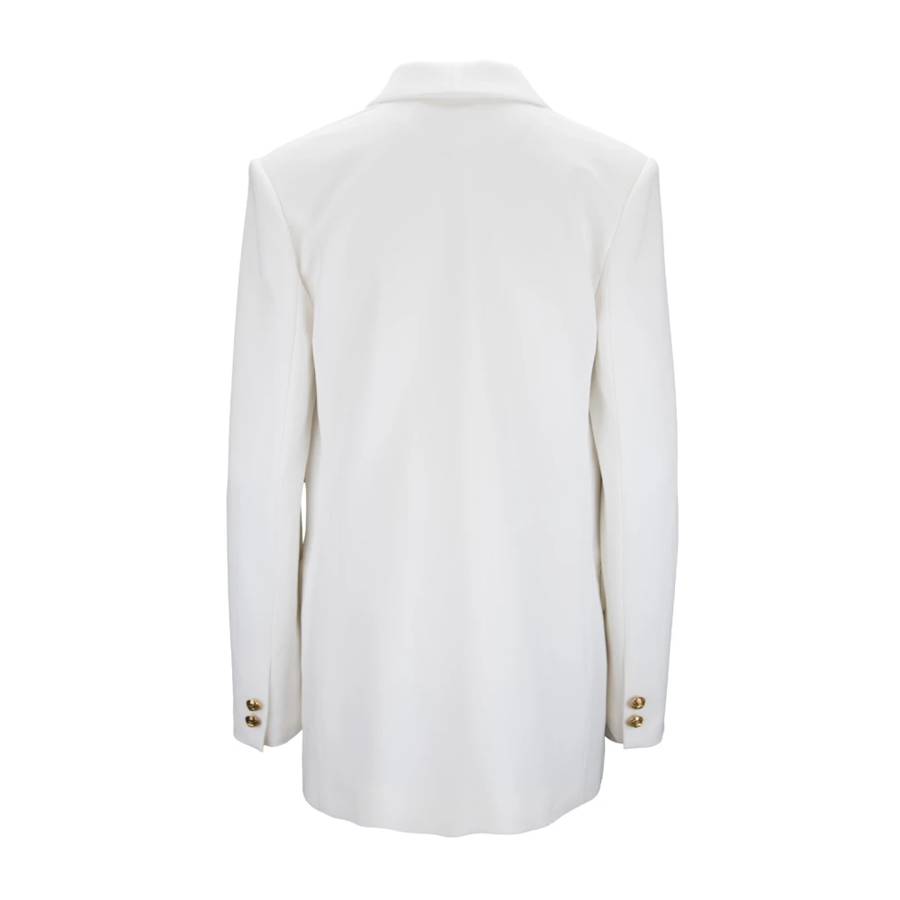 Elisabetta Franchi Gouden Knoop V-Hals Blazer White Dames