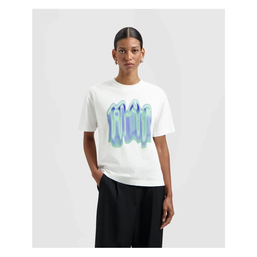 Olaf Hussein Smudge Logo Tee T-shirt White Dames