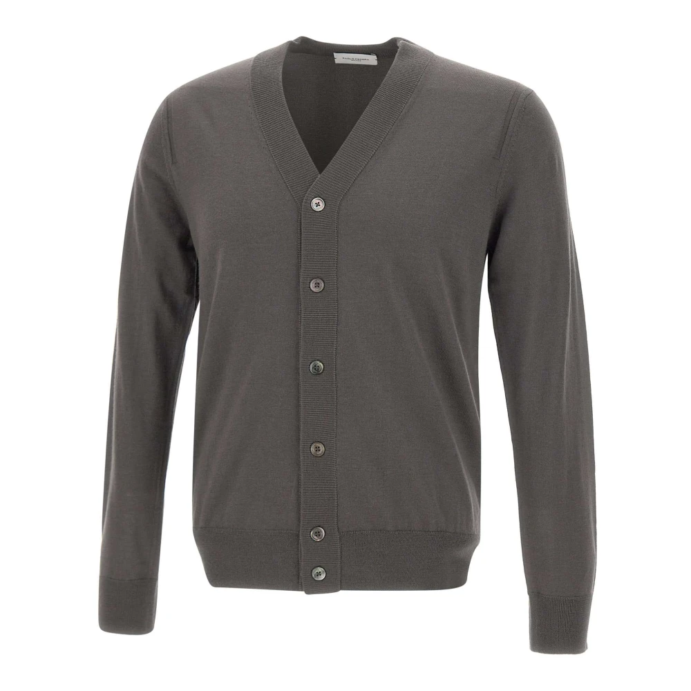 Paolo Pecora Men's Gray 16 Gauge Wool Cardigan - Cardigans - S - Knitwear