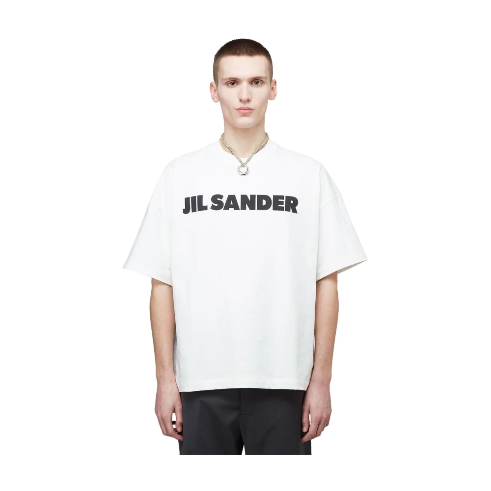 Jil Sander Lyxig Smiley Hotel Print T-Shirt White, Herr