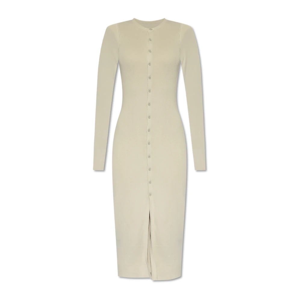 Mm6 Maison Margiela Women's Gray Long Sleeve Polo Dress - Midi Dresses - S - Dresses