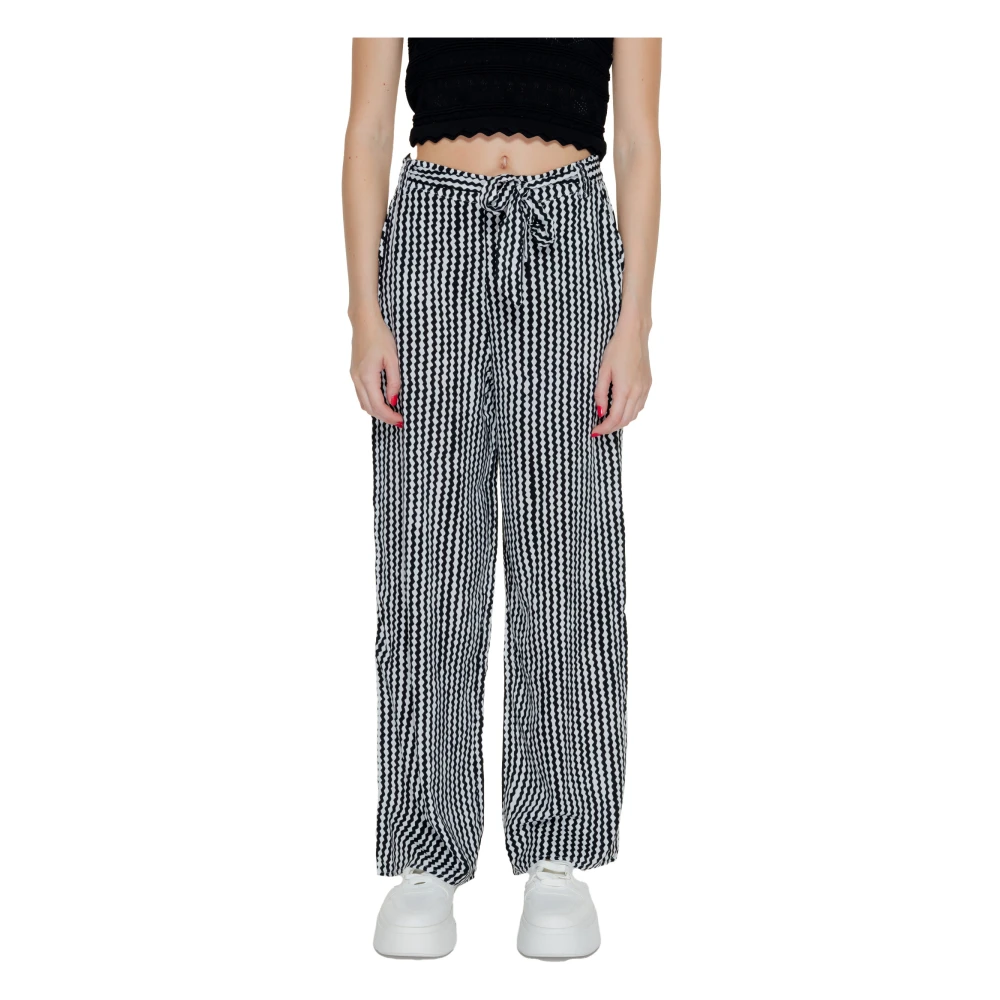 Only Women's Black Geometric Lace-Up Trousers