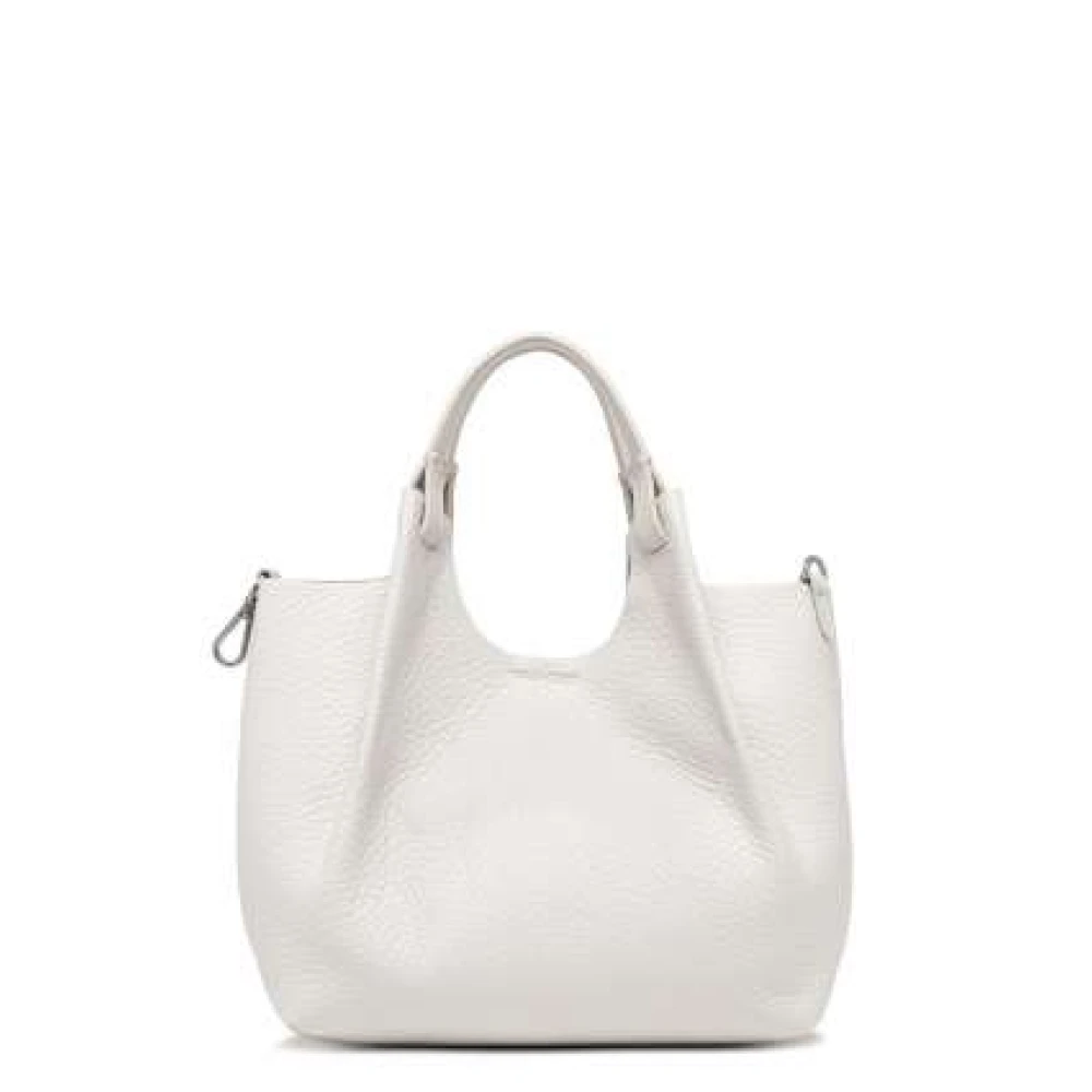 Gianni Chiarini Grain Leather Medium Tote Bag White Dames