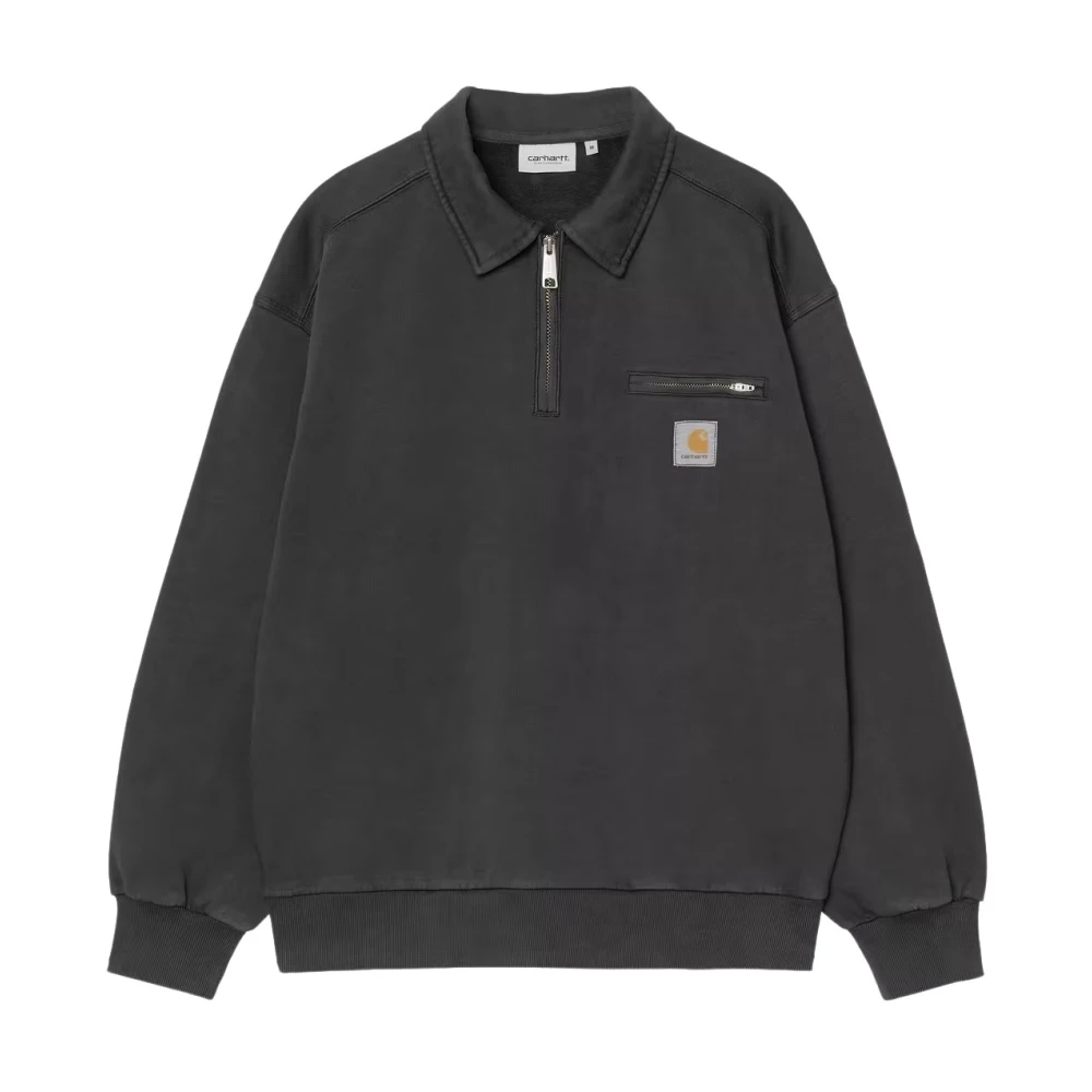 Carhartt Wip Men's Black Zip-Throughs, M, Half Zip Detroit Sweat