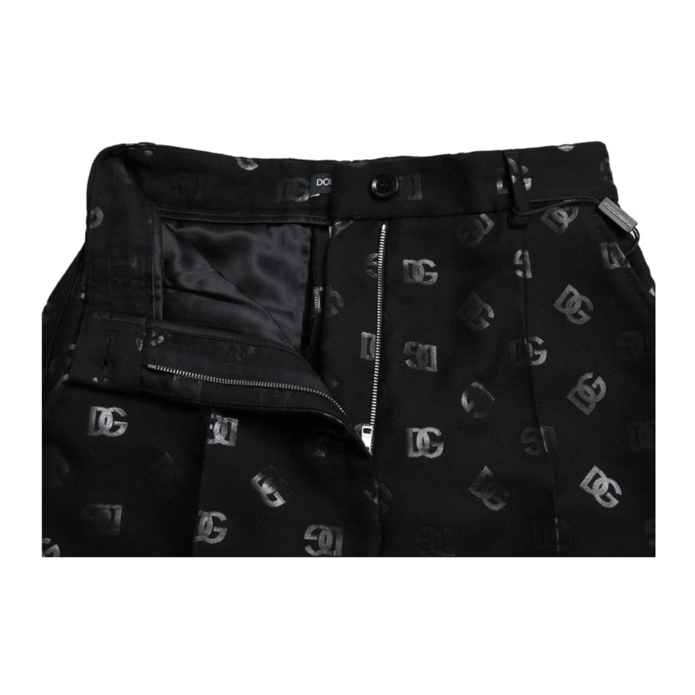 Dolce & Gabbana Logo High Waist Straight Pants Black Dames
