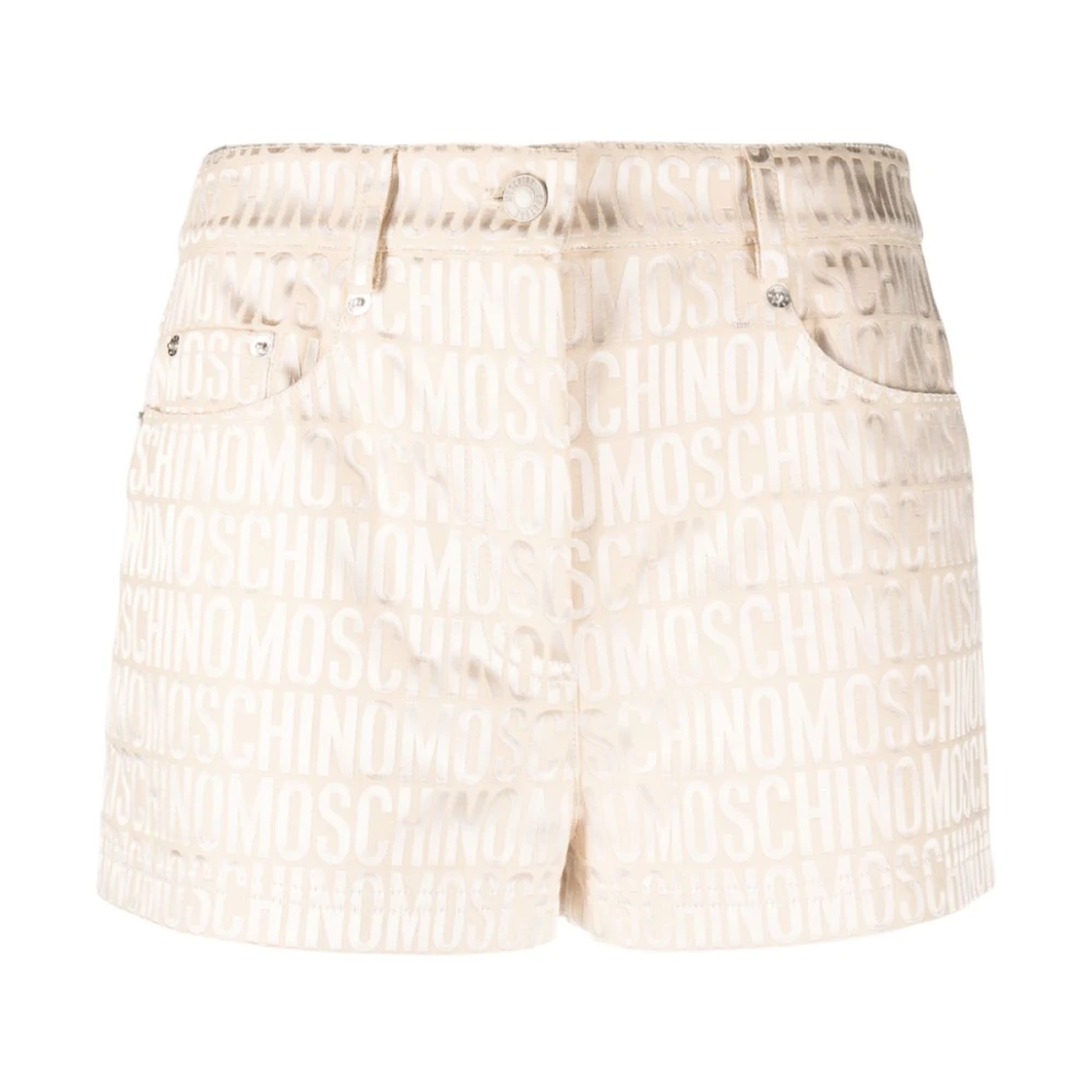 Moschino Witte Jacquard Logo Shorts White Dames